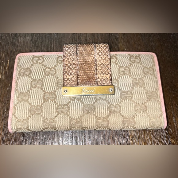 pre-loved Gucci Python Canvas GG Wallet